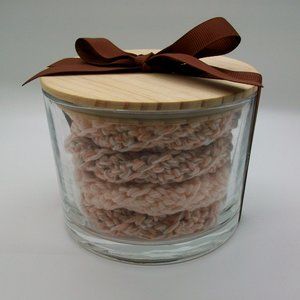 Hand Crochet Cotton Face Scrubbies Repurposed Candle Jar Storage Set of 4